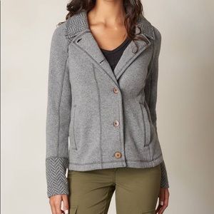 Prana Lucia Wool Grey Wood Button Front Sweater Jacket